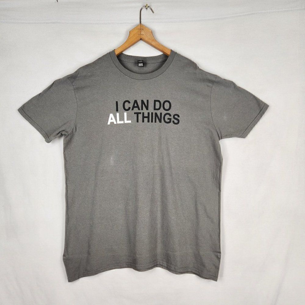 I Can Do All Things Through Christ Mens Tee Size XL Gray Faith Christian Anvil